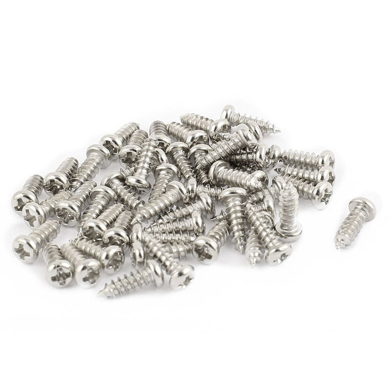 uxcell 50pcs M2.5 X 8mm Stainless Steel Phillips Pan Round Head Self Tapping Screws M2.5x8mm 50