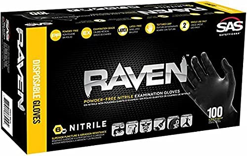Raven 66519 SAS Safety Powder-Free Nitrile Disposable Glove, X-Large, 7 mil Thick, Pack of 100 - NewNest Australia