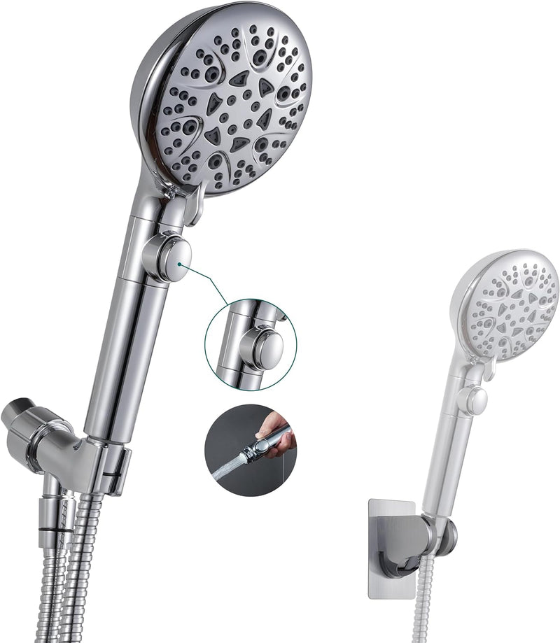 Deliao Elderly Handheld Shower Head Designed For Disabled Pregnant Woman Gravidas With 79-Inch Hose Suciton Cup Holder Bracket Home Care Control Button Convenient Push Button Chrome - NewNest Australia