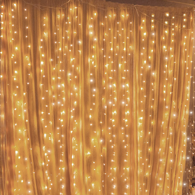 Twinkle Star 300 LED Curtain String Lights, 8 Modes Plug in Fairy Lights for Bedroom,Wedding,Party,Birthday, Hanging Twinkle Light for Indoor Outdoor Wall Window Backdrop Decoration, Warm White *Warm white