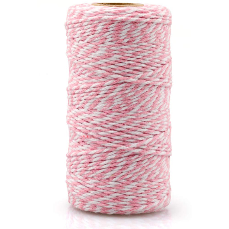 jijAcraft Pink and White Twine String, 328 Feet Christmas Bakers Twine String, 2MM Heavy Duty Packing String for DIY Crafts, Christmas Decoration, Gift Wrapping, Craft Wrapping 2mm x 328ft