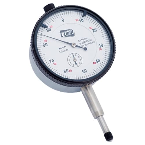 4409-1111 Shockproof Dial Indicator, 0-10 mm Range, 01 mm Graduation, 0-100-0 Reading, 0-10 mm Metric Dial Indicator
