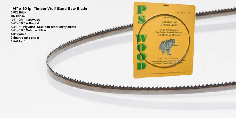 PS Wood Timber Wolf 70 1/2" x 1/4 x 10tpi Band Saw Blade | Fits Rikon 10" 10-305, Fits Craftsman 10" 21400, Fits Atlas 10" 9360, Fits Atlas 912