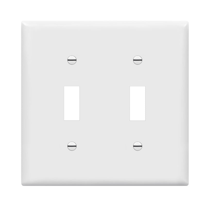 ENERLITES Toggle Light Switch Wall Plate, Gloss Finish, Size 2-Gang 4.50" x 4.57", Double Switch Cover, Unbreakable Polycarbonate Thermoplastic, 8812-W, White Screw