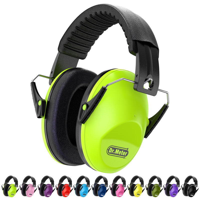 Dr.meter Ear Muffs for Noise Reduction: 27.4SNR Noise Cancelling Headphones for Kids Adults, EM100 Adjustable Hearing Protection Earmuffs for Monster Jam, Autism Sensory, Concerts, Fireworks Green