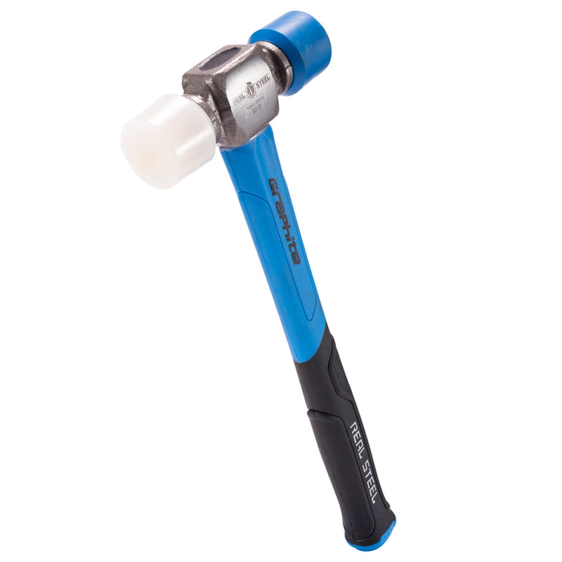 REAL STEEL 12 Oz Rubber Mallet Double Faced Flooring Hammer with Soft/Hard Tips and Graphite Core Handle (0313) Jaceketed Graphite Handle