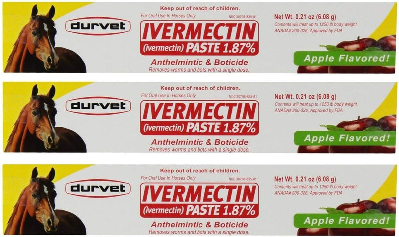 Durvet Ivermectin Paste 1.87% Removes worms and bots - 3 Pack - PawsPlanet Australia