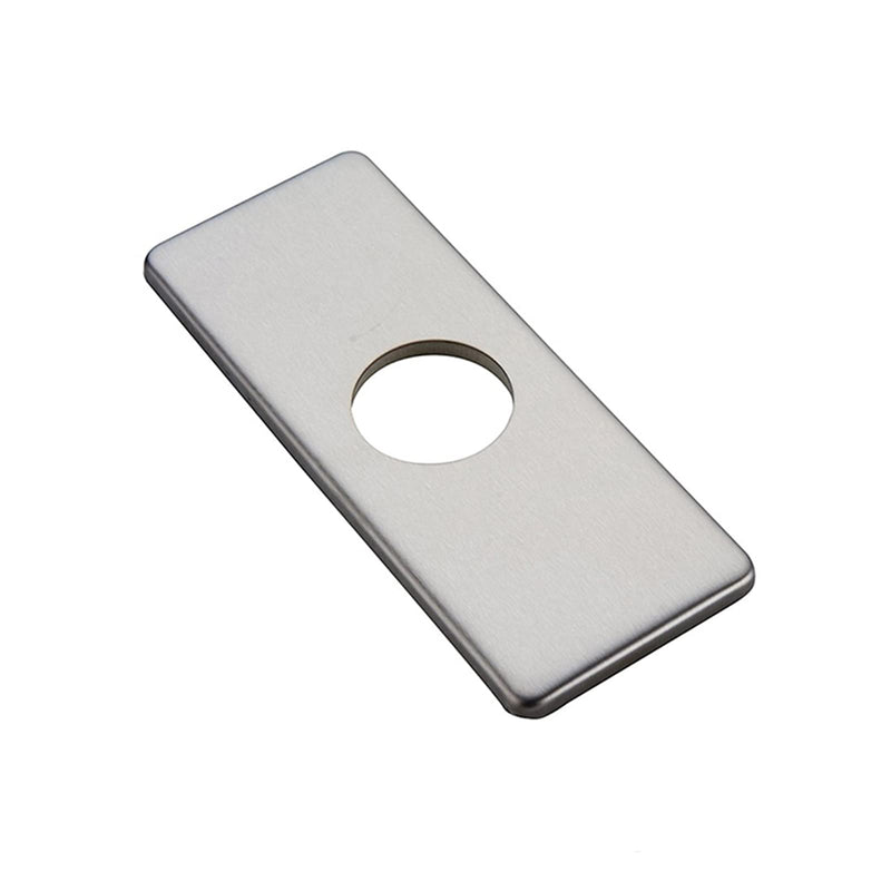 BWE 6” Faucet Cover Escutcheon Brushed Nickel Stainless Steel Deck Plate for Bathroom Sink 1 Hole or 4 Inch 3 Holes Centerset Sink Modern Rectangular Vanity Basin Sink Hole Cover Cap