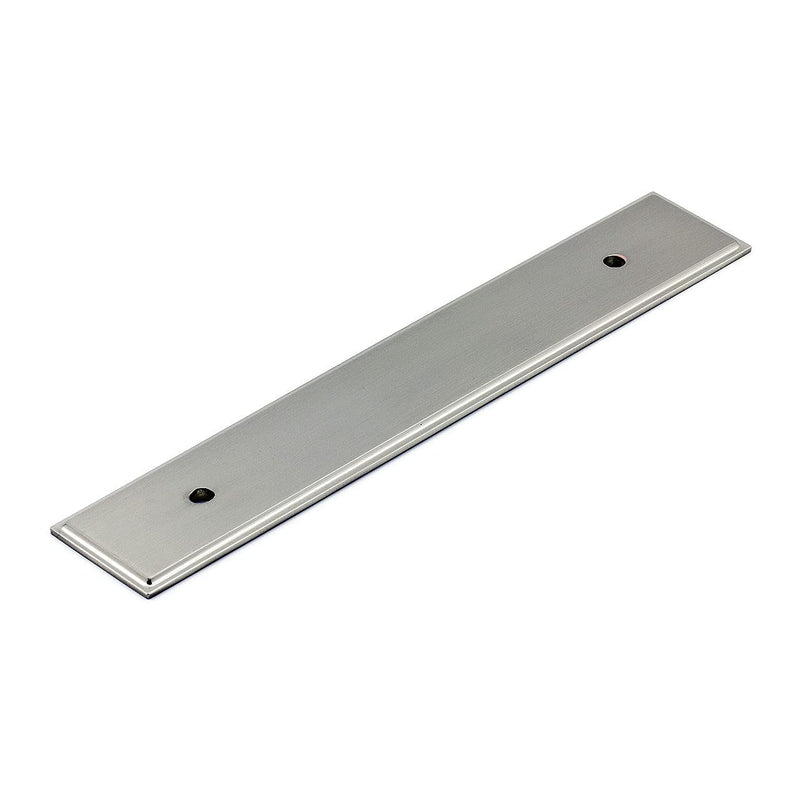 Richelieu Hardware BP1045128195 Tremblant Collection 5 1/16-inch (128 mm) Center-to-Center Brushed Nickel Transitional Cabinet and Drawer Backplate for Kitchen, Bathroom, and Furniture Pull Handles 1 Count (Pack of 1)