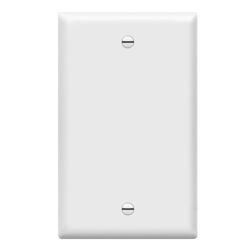 ENERLITES Blank Cover Wall Plate, Gloss Finish, Standard Size 1-Gang 4.50" x 2.76", Polycarbonate Thermoplastic, 8801-W, White Screw