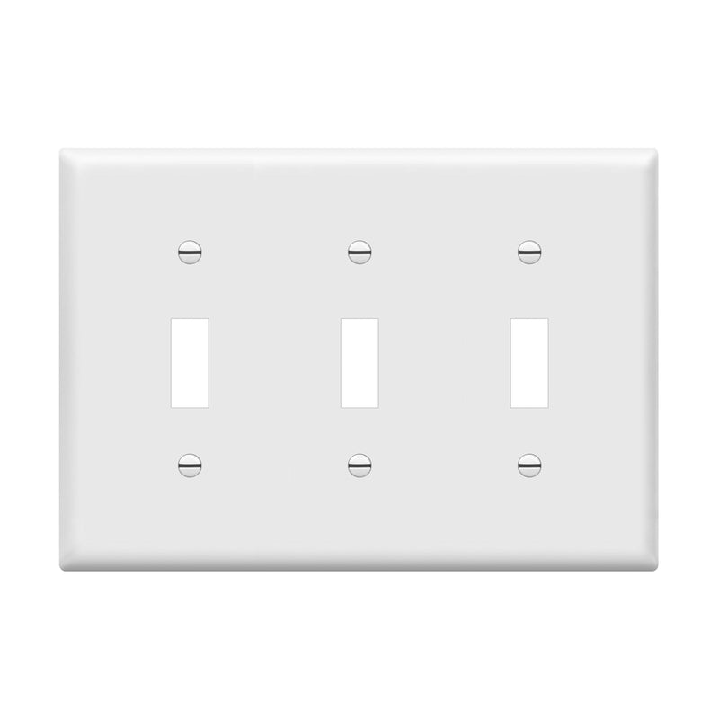 ENERLITES Triple Light Switch Wall Plate, Gloss Finish, Standard Size 3-Gang 4.50" x 6.38", Unbreakable Polycarbonate Thermoplastic, 8813-W, White With Screw - NewNest Australia