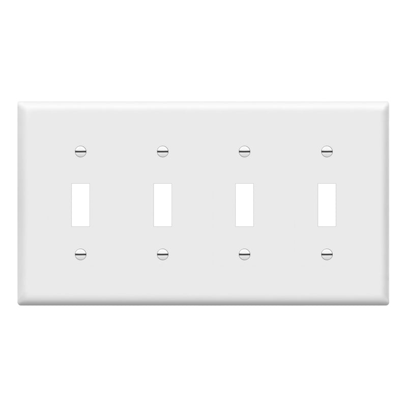 ENERLITES Quad Light Switch Wall Plate, Standard Size 4-Gang 4.50" x 8.19", Unbreakable Polycarbonate Thermoplastic, 8814-W, White Screw