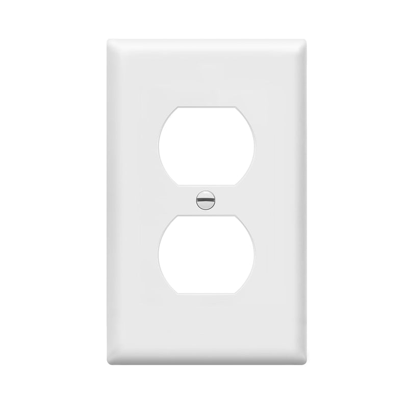Enerlites 8821-W Duplex Receptacle Outlet Wall Plate, Standard Size 1-Gang, Polycarbonate Thermoplastic, White 1 Pack Screw