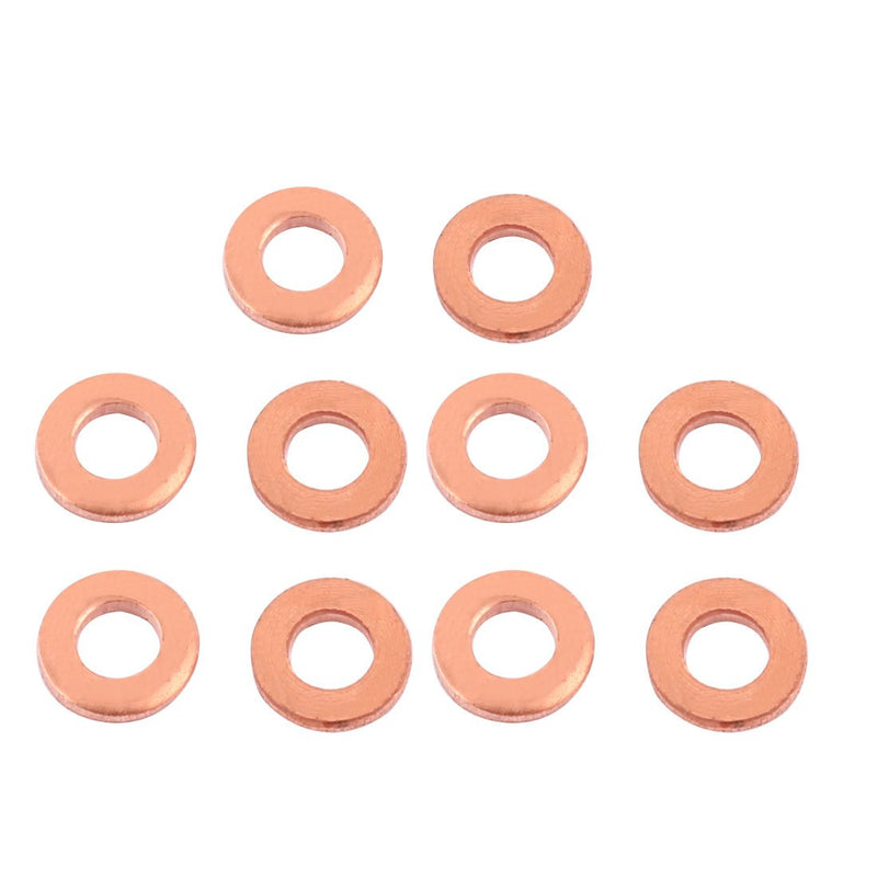 uxcell 10pcs 6mm x 10mm x 1mm Flat Ring Copper Crush Washer Sealing Gasket Fastener 6*10