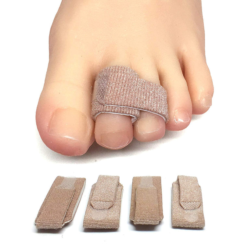 ZenToes Reusable Fabric Buddy Wraps for Broken Toes, Hammertoe Straightener, 4 Count (Beige) OSFM (4 Count) Original Support Beige