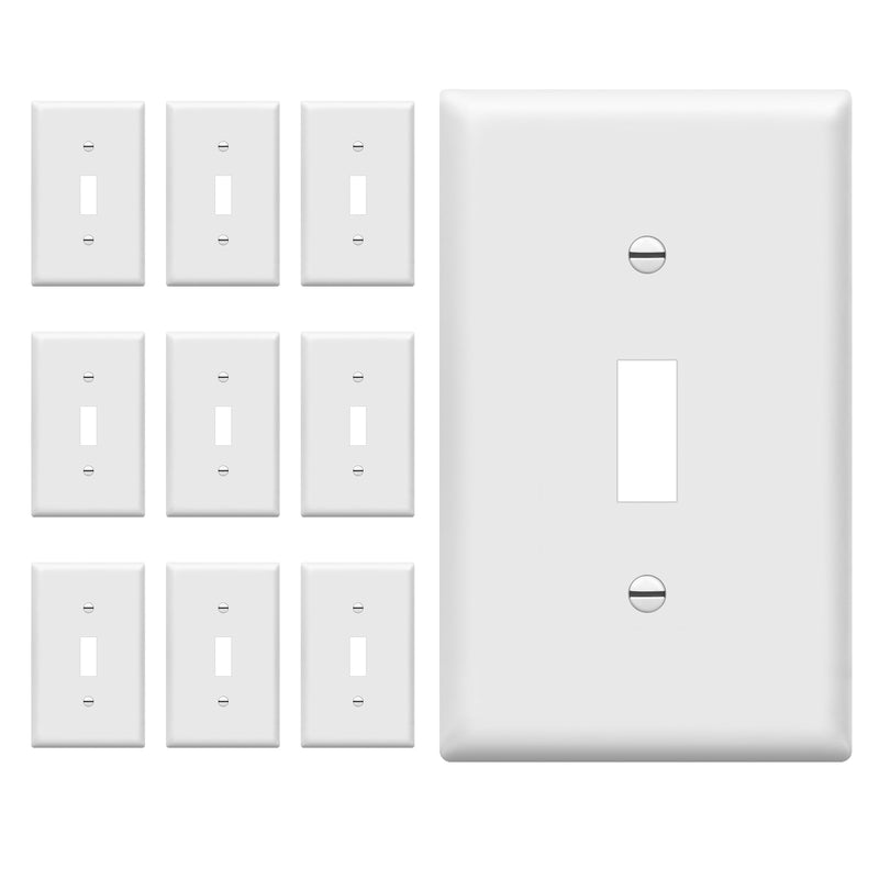 ENERLITES Light Switch Cover Plate, Toggle Wall Plate Cover, Size 1-Gang 4.50" x 2.76", Unbreakable Polycarbonate Thermoplastic, 8811-W-10PCS, White (10 Pack) 10 Pack With Screws