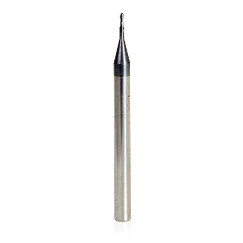 Amana Tool - 51743 AlTiN Coated CNC Steel, Stainless Steel & Composite Ball End Mini Mill 0.030 D x 0.090 CH x 1/8 SHK