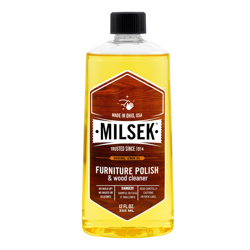 Milsek Furniture Polish and Wood Cleaner with Lemon Oil - Multipurpose Solution for Home Improvement from Hardwood Floors to Kitchen Cabinets - 12 Fl Oz (Pack of 1) 12 Fl Oz (1 Pack)
