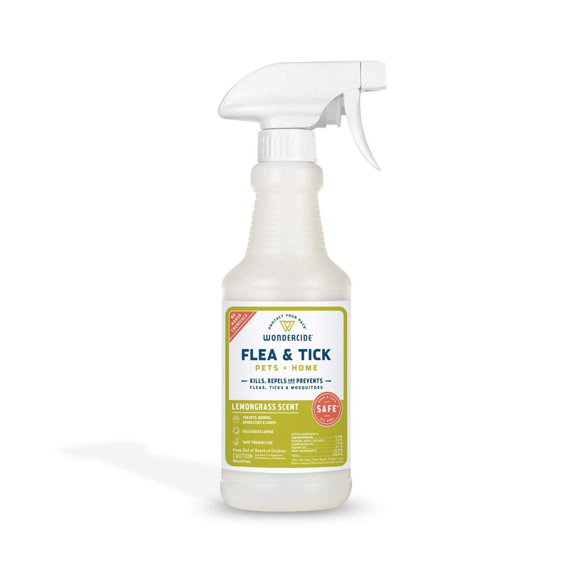 Wondercide - Flea, Tick and Mosquito Spray for Dogs, Cats, and Home - Flea and Tick Killer, Control, Prevention, Treatment - with Natural Essential Oils - Powered by Plants - Pet and Family Safe 16 OZ Lemongrass - PawsPlanet Australia
