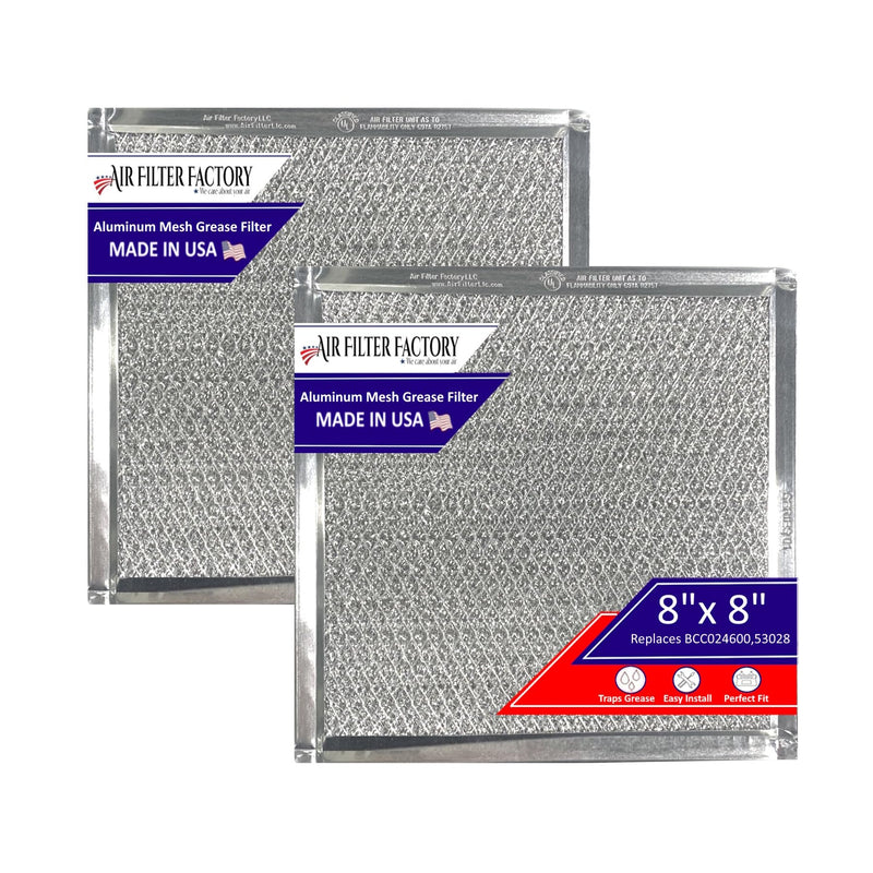 Stove Hood Vent 8X8 Inches Range Hood Filter Replacement For BCC024600, 53028, VNF-2M03-2 Ventline Exhaust Fan 12-Layer Grease Filter 2-Pack