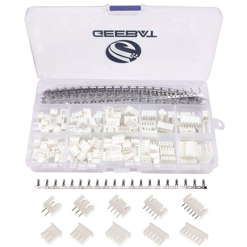 GeeBat 460pcs 2.54mm JST-XH Connector Kit with 2.54mm Female Pin Header and 2/3 / 4/5 / 6 Pin Housing Connector Adapter Plug (JST Connector Kit)