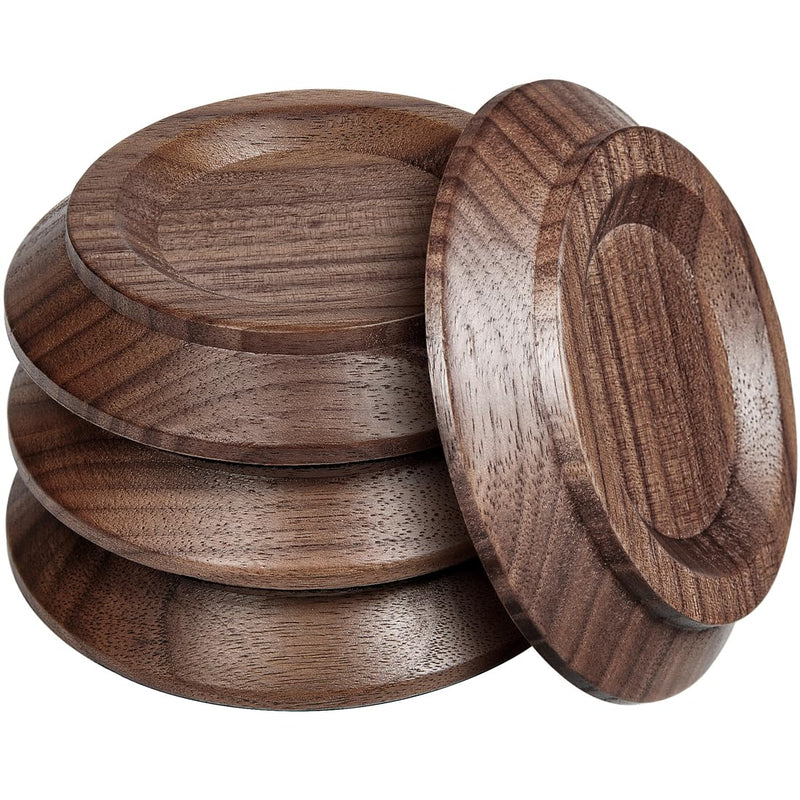 Piano Caster Cups Black Walnut Wood Caster Cups Coasters for Upright Piano Black Walnut Wood -4pc