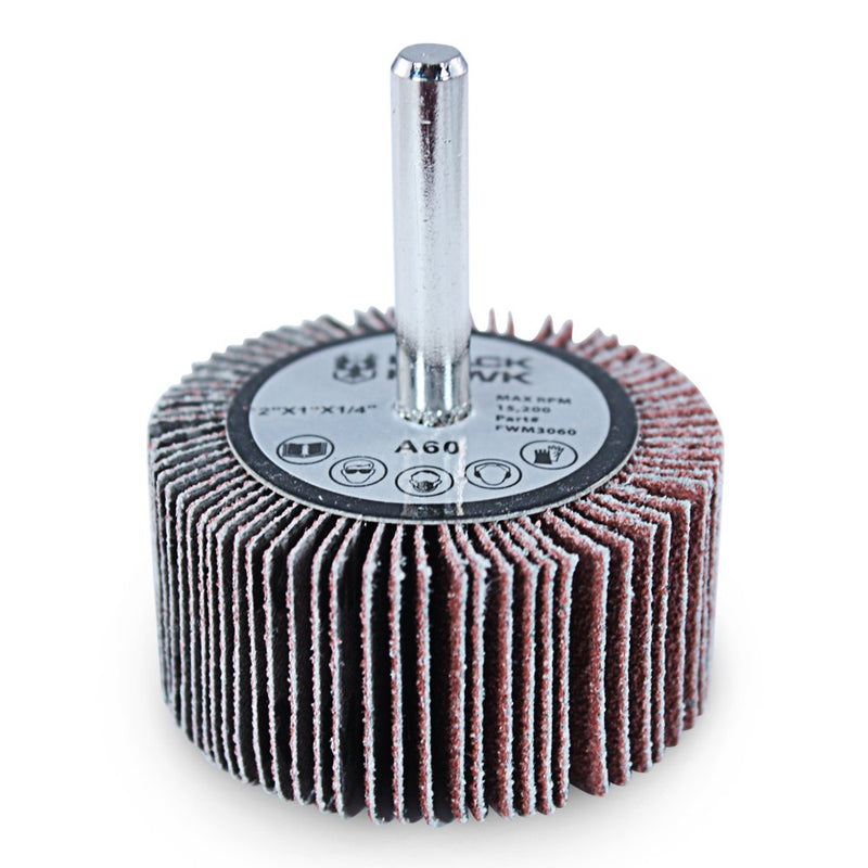 BHA Aluminum Oxide Shank Mounted Flap Wheels, 2” x 1” x 1/4”, 120 Grit - 5 Pack