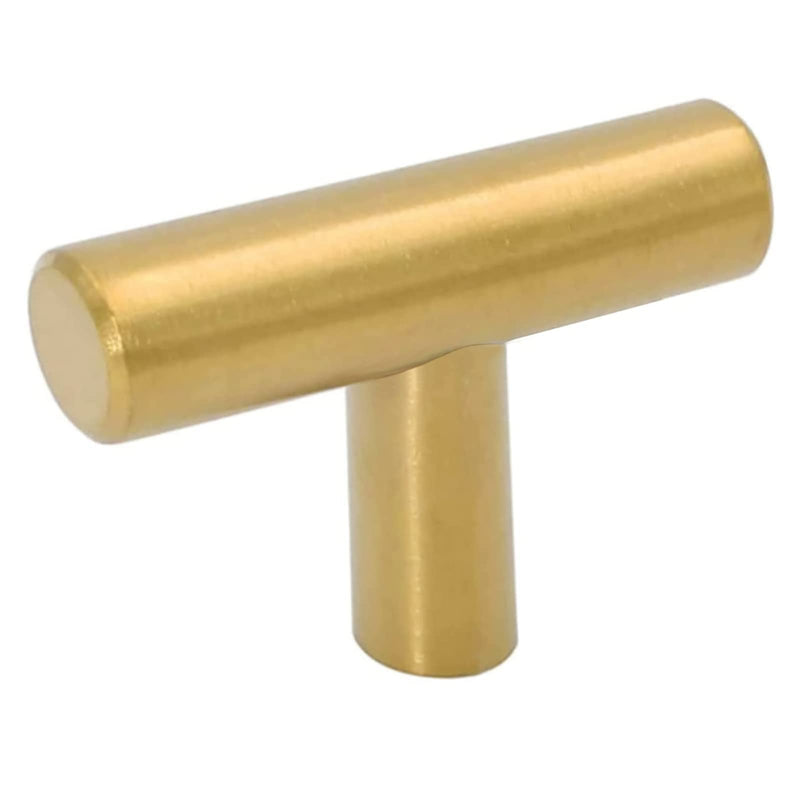 goldenwarm 10 Pack Gold Cabinet Knobs Brushed Brass Drawer Knobs Gold Dresser Hardware - LS201GD Single Hole Handles for Kitchen Cupboard Doors Closet Hardware 2in Overall Length ‎Brushed Brass