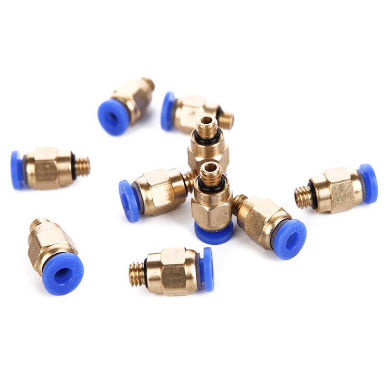 Eowpower 10 Pieces PC4-M6 Pneumatic Straight Fitting Joint for Outer Diameter 4 mm Nylon Tube, M6 Thread
