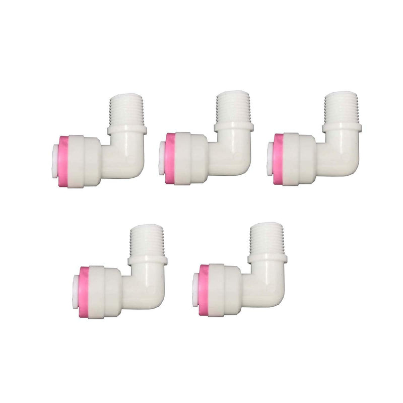 YZM 1/8" Thread Male to 1/4" Tube Elbow Check Valve for RO Reverse Osmosis (Pack of 5) Elbow 1/4 male thread X 1/4" OD