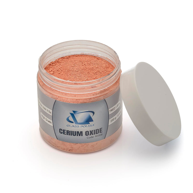 GLASS POLISH PRO 8.8oz (250g) Cerium Oxide, High-Grade Glass Polishing Powder, Enhanced Formula, TREO 85%, 3.5 Microns, Brown – GP90008