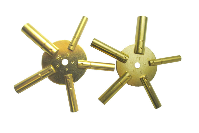 Brass Blessing : Master Key for All Ship Clock - Brass - Total 10 Prong in Two Piece Even/Odd (5025)