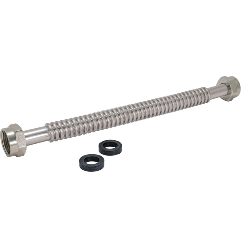 Eastman 12 Inch WaterFlex Water Heater Connector, 1 Inch FIP x 1 Inch FIP, Stainless Steel Corrugated Water Heater Supply Line, 447512 12 in.