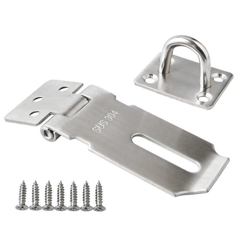 Alise Hasp Lock,Door Hinge Lock Padlock,Black Clasp Latch Hinges Lock for Doors,3 Inch SUS 304 Stainless Steel Brushed Nickel Chest Latches 3 Inch
