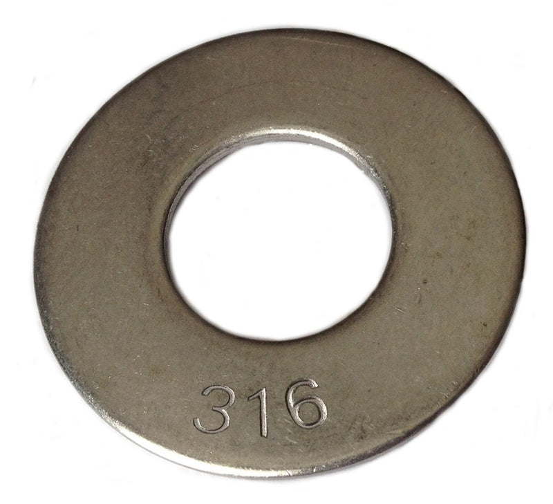 Type 316 Stainless Steel Common Flat Washers Size 3/8" (pack of 100pcs) Marine Bolt Supply 3/8"
