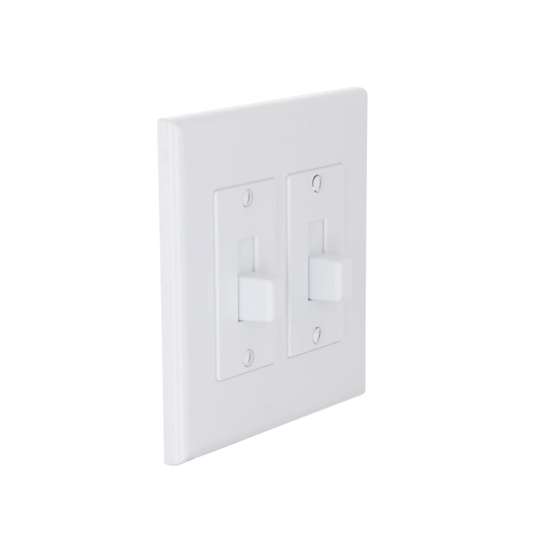 TayMac 2672W 2-Gang MASQUE Decorator Cover, Toggle, White 2 Gang Toggle Switch