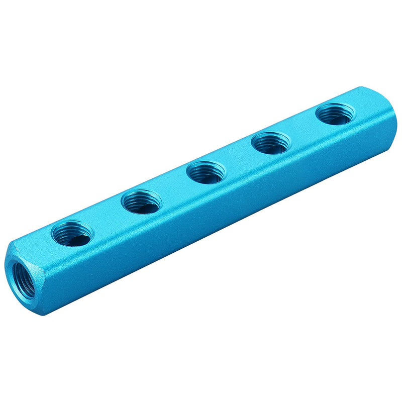 Baomain Manifold Block Pneumatic 5 Way 8 Port 1/4" PT Threaded Ports Quick Connect Air Hose Inline