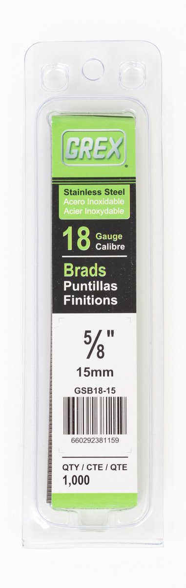 Grex Power Tools GSB18-15 18 Gauge Stainless Steel 5/8" Length Brad Nails (1,000per Pack) 5/8"