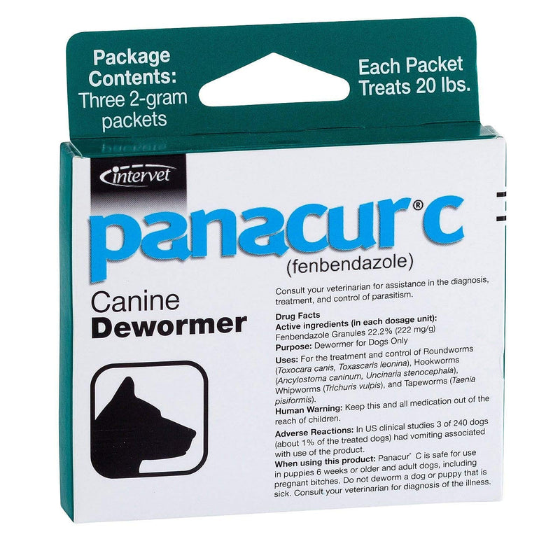 Panacur C Canine Dewormer Dogs 2 Gram Each Packet Treats 20 lbs (3 Packets) - PawsPlanet Australia