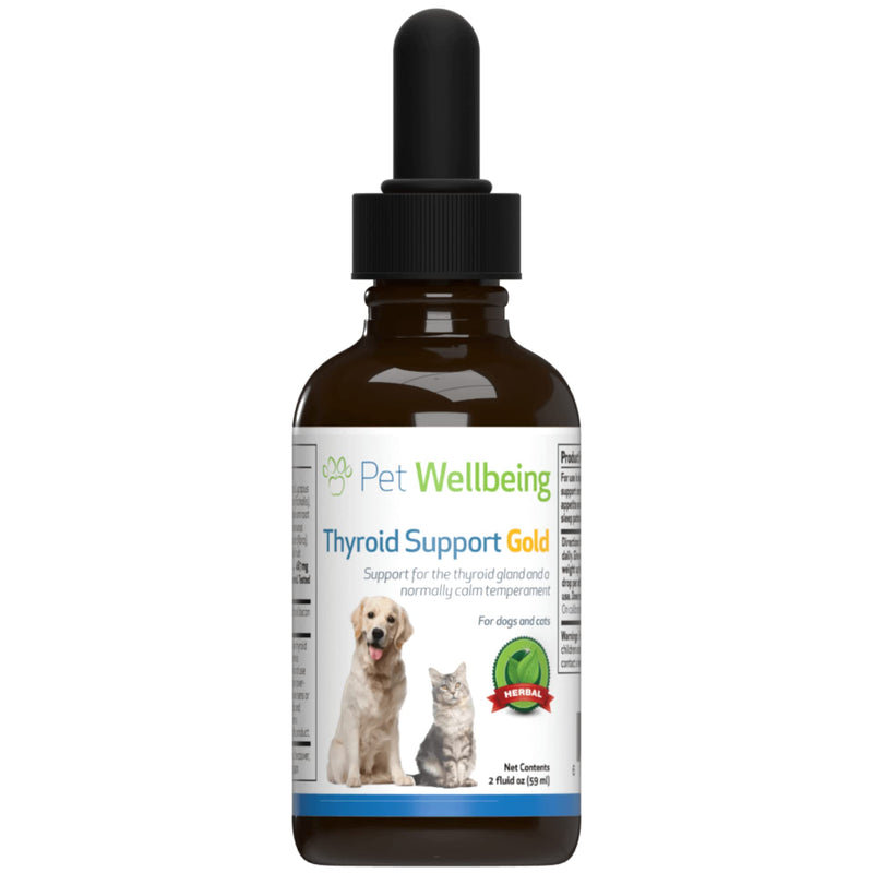 Pet Wellbeing Herbal Thyroid Support for Cats - Hyperthyroidism in Cats + Healthy Thyroid + Normal Appetite & Thirst + Healthy Coat - Liquid Supplement with Lemon Balm, Rehmannia root, Skullcap - 2 oz - PawsPlanet Australia