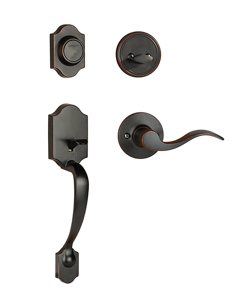 Dynasty Hardware DEN-HER-405-12PL Denver Front Door Dummy Handleset, Aged Oil Rubbed Bronze, with Heritage Lever, Left Hand