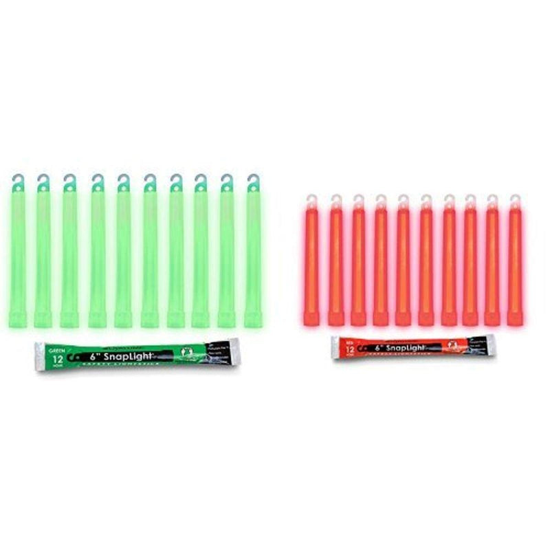 Cyalume SnapLight Green Light Sticks – 6 Inch Industrial Grade, Ultra Bright Glow Sticks with 12 Hour Duration (Pack of 10) and SnapLight Red Light Sticks – 6 Inch Industrial Grade, Ultra Bright Glow Sticks with 12 Hour Duration (Pack of 10) bundle