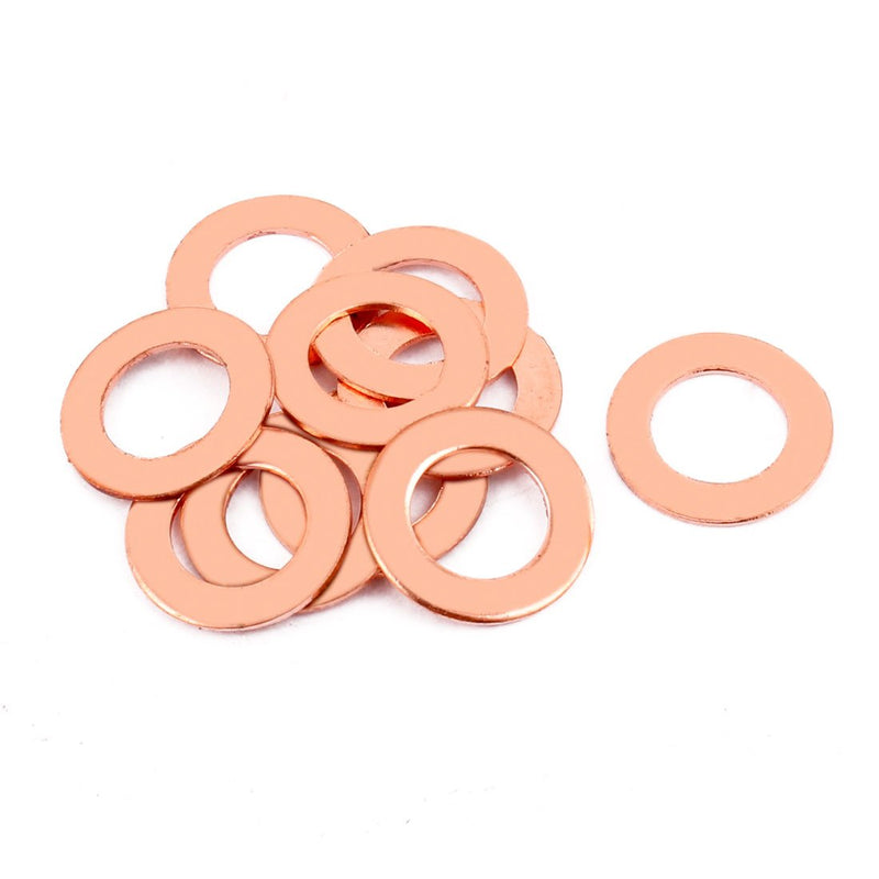 uxcell 10pcs 18mm x 10mm x 1mm Flat Ring Copper Crush Washer Sealing Gasket Fastener 10*18