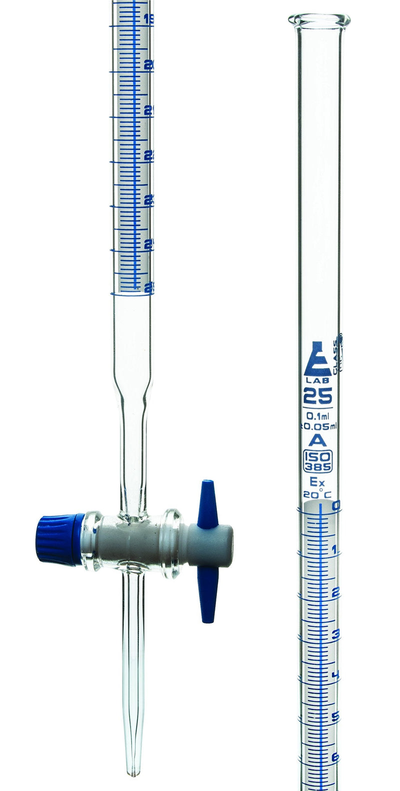 EISCO 25ml Schellbach Glass Burette - Class A - PTFE Stopcock