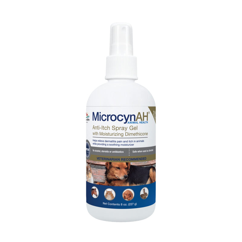 MicrocynAH Anti-Itch Spray Gel with Moisturizing Dimethicone for Dogs| Non-Toxic Spray Formulated to Sooth | Veterinarian Recommeneded Non-Toxic Formula | 8oz - PawsPlanet Australia