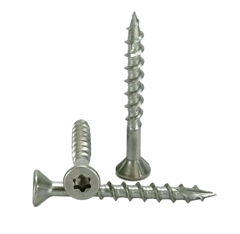 Chenango Supply 1 LB 305 Stainless Torx Deck Screw #8 x 1-5/8 Flat Head w/Nibs, Type 17 Point, Bit Included (#8x1-5/8 159 PCS)