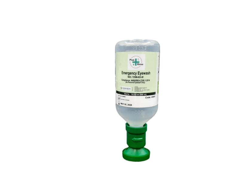 Plum Plus Rinse 45981-2 Sterile Saline Eyewash Solution Bottle 500 mL, 8.5" Height, 3" Wide, 3" Length, 16.9 fl. oz, Plastic (Pack of 2)