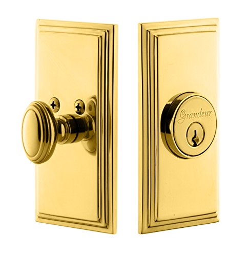 Grandeur Single Cylinder Deadbolt with Carre Plate, Lifetime Brass, Single Cylinder Deadbolt 2.75" Keyed Different