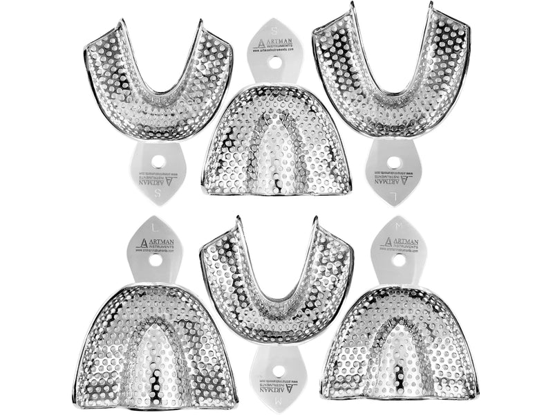 Dental Impression Trays 6 Heavy Duty Small Medium Large Upper and Lowers Stainless Steel by Wise Linkers USA