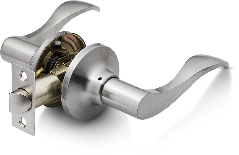 Berlin Modisch Passage Lever Door Handle [Non-Locking Lever Set] for Hallway Doors or Closets with a Satin Nickel Finish, Reversible for Right & Left Side, Classic Series Brushed Nickel Finish